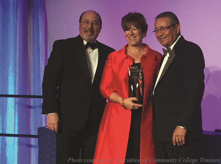 FVCC President Jane Karas is the recipient of the 2016 Marie Y. Martin Chief Executive Award from the Association of Community College Trustees (ACCT). She received the award at a ceremony in New Orleans on October 7, 2016.
